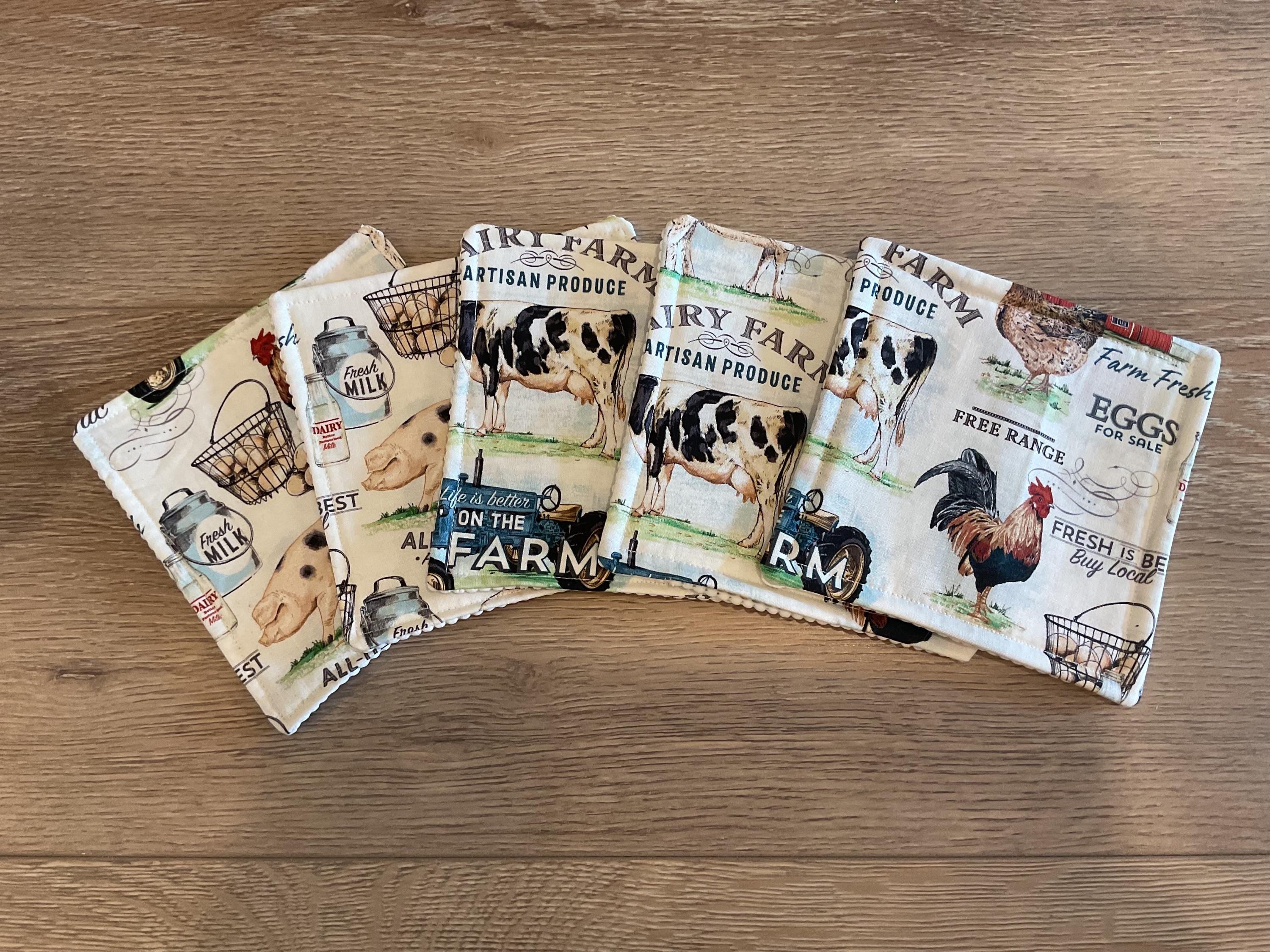 Handmade Fabric Jar Gripper/Opener — 5x5 Grip Padding — Farm Theme Design