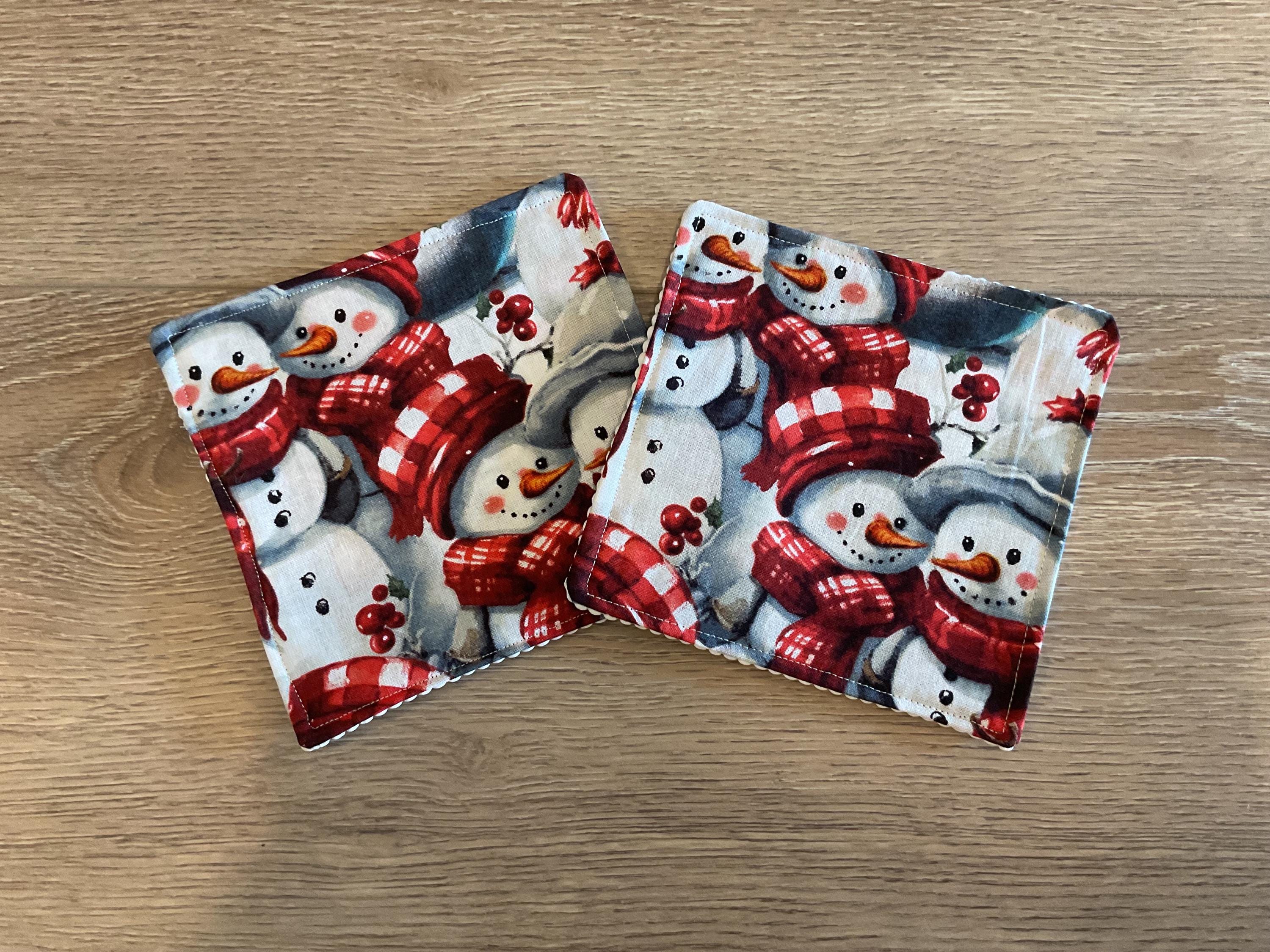 Handmade Fabric Jar Gripper/Opener — 5x5 Grip Padding — Snowman design