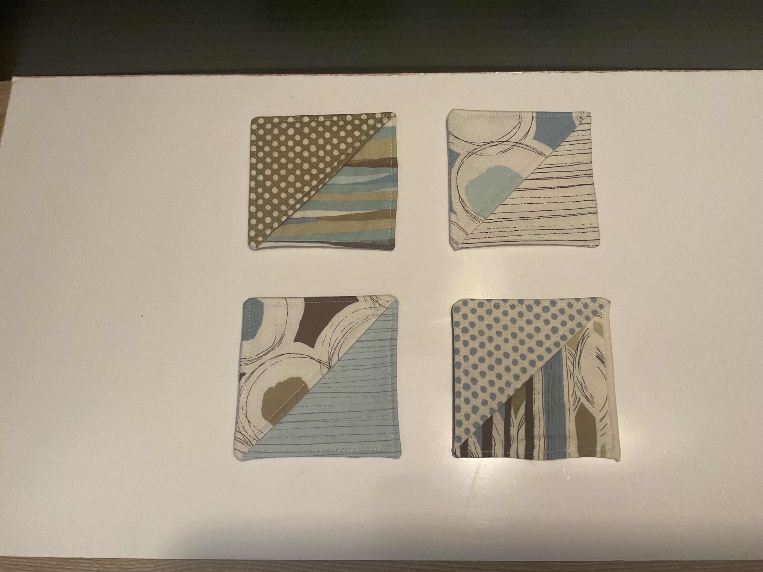 Handmade Fabric Corner Bookmarks - Polka Dot & Modern Set of 4