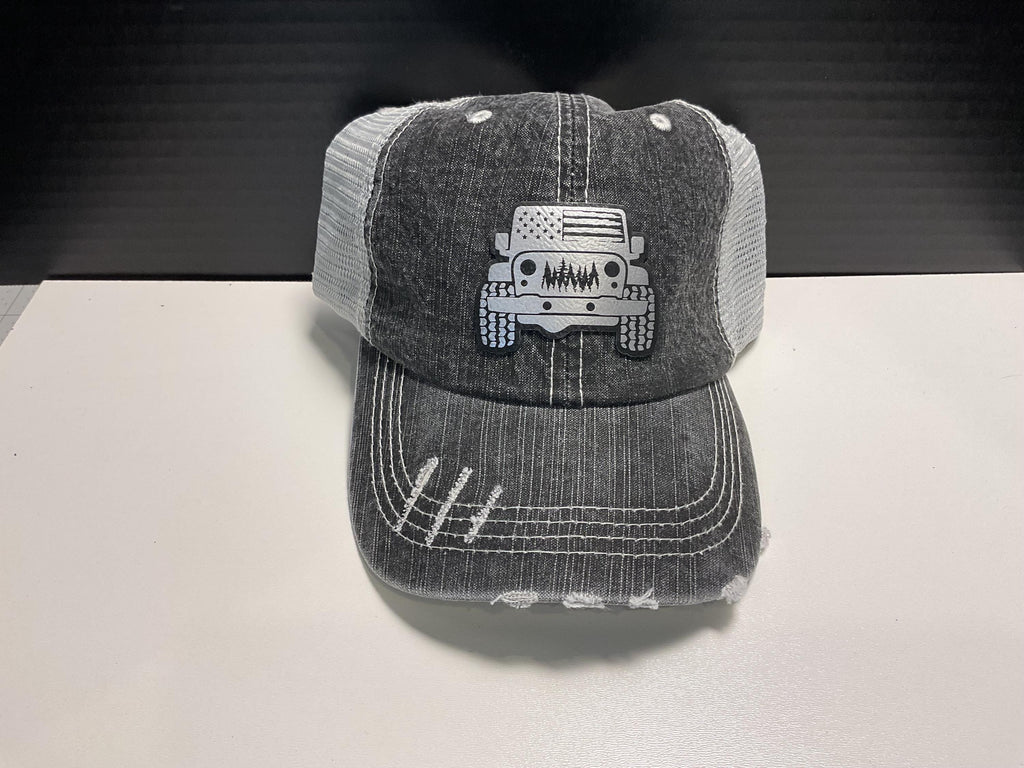 Distressed Off-Road Truck Hat | Vintage Mesh Trucker Cap | Patriotic Outdoor Hat