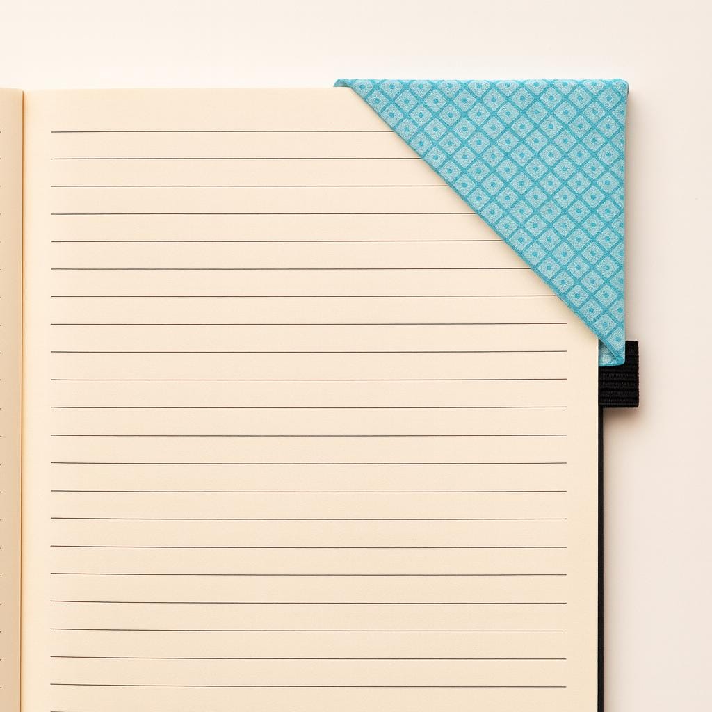 Handmade Fabric Corner Bookmark: Blue Geometric & Floral Page Marker