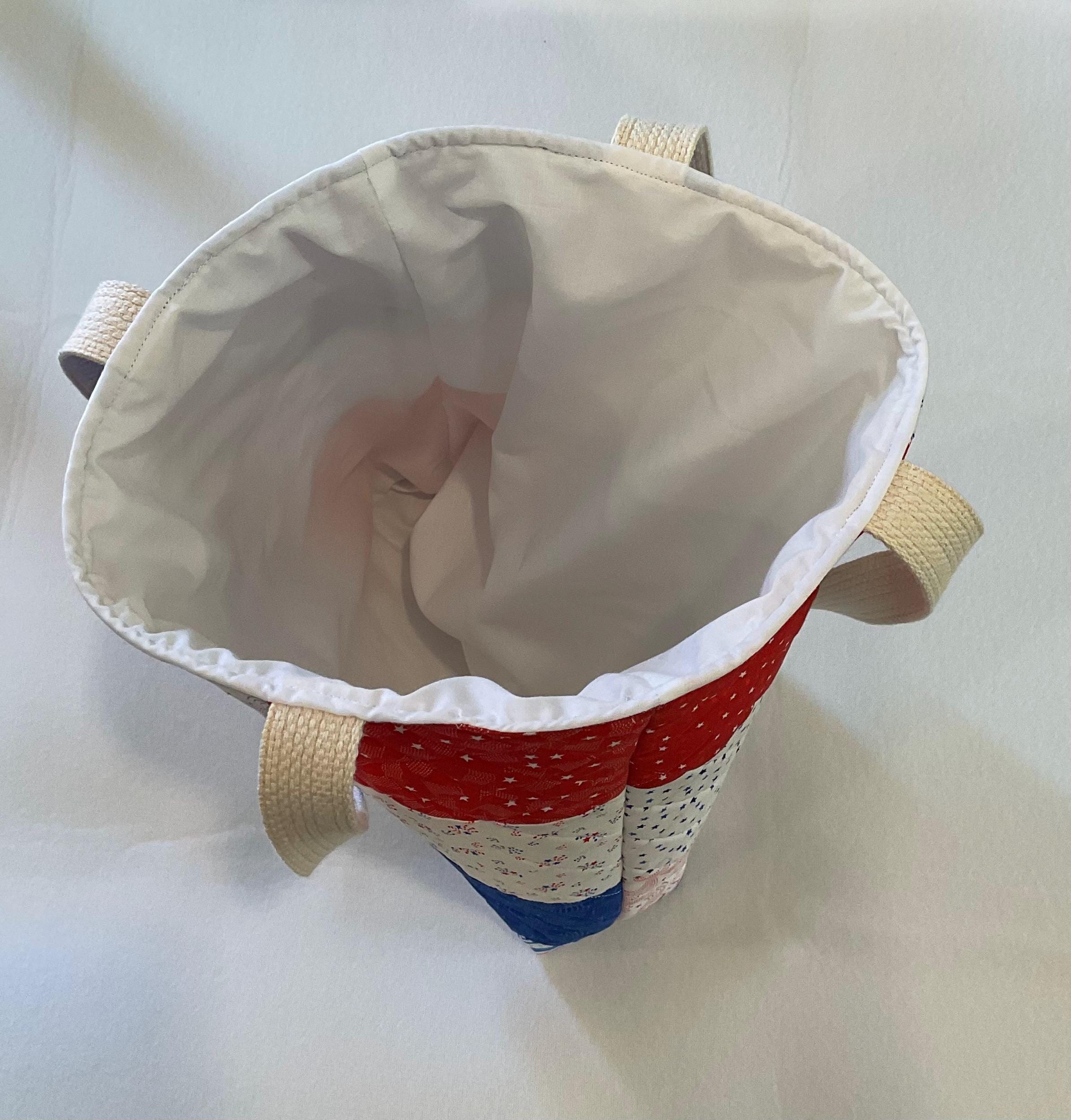 Quilted Patchwork Tote Bag – Red, White & Blue Handmade Shoulder Bag | Patriotic Gift | Reusable Market Bag