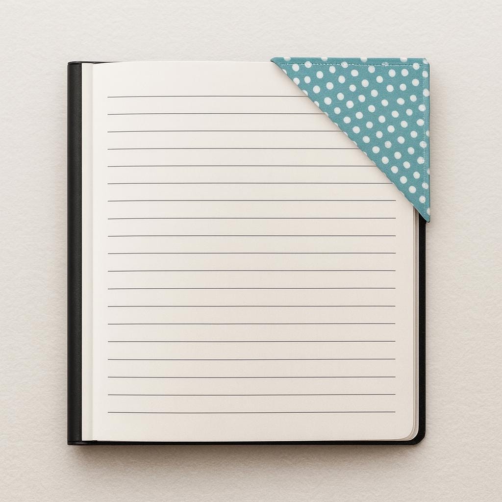 Fabric Corner Bookmarks - Set of 4 - Polka Dot & Nature Print