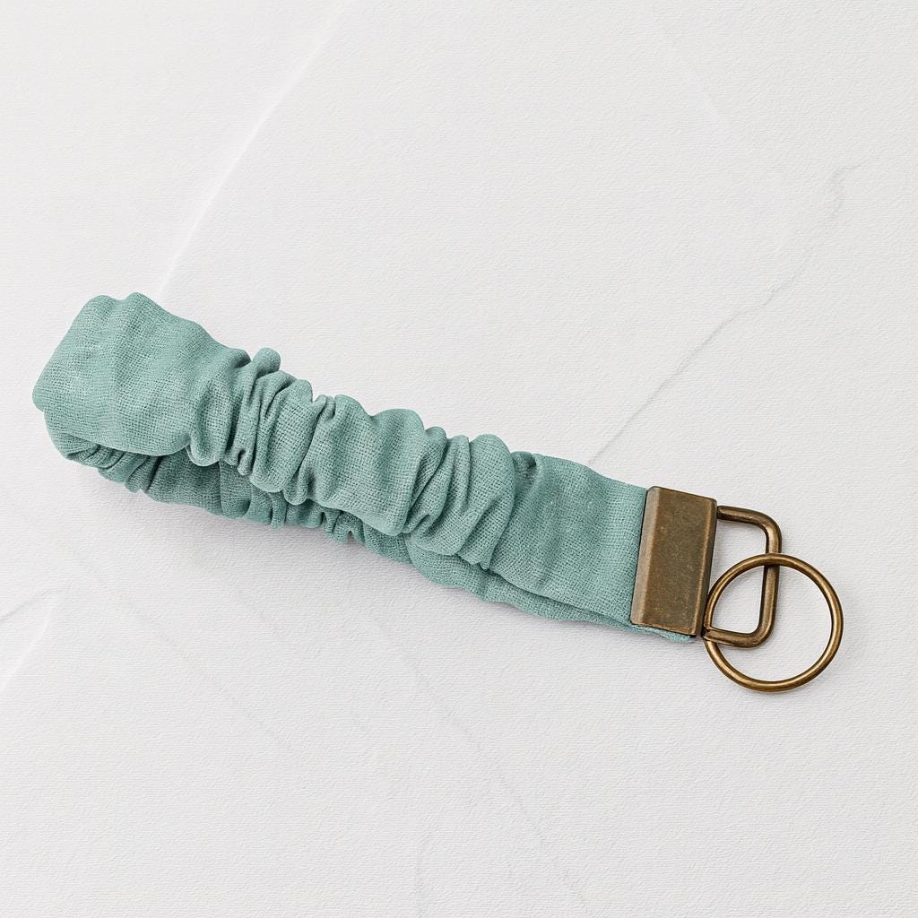 Handmade Fabric Scrunchie Wristlet Keychain: Soft Key Fob