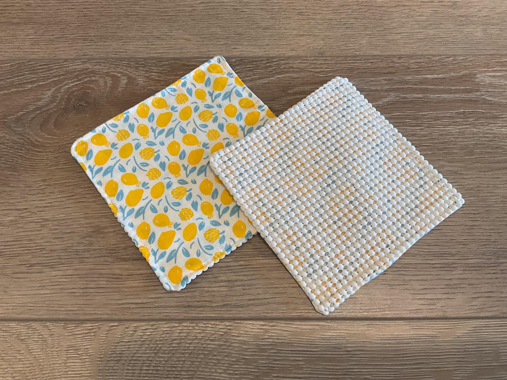 Handmade Fabric Jar Gripper/Opener — 5x5 Grip Padding — Lemon/Floral design