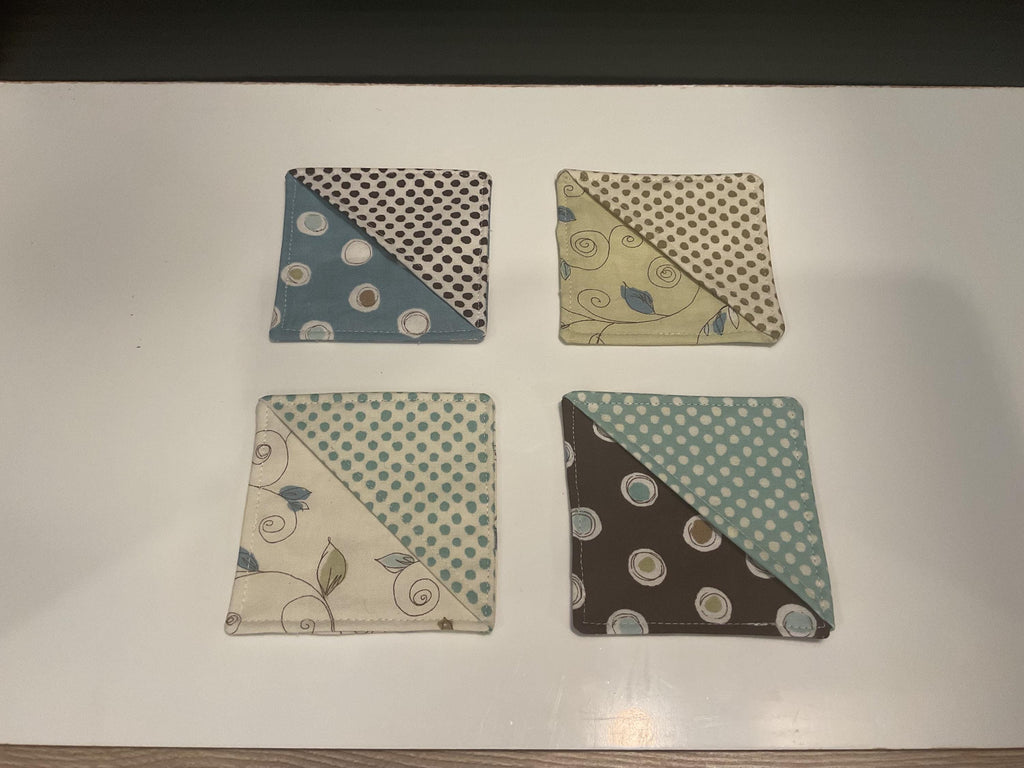 Fabric Corner Bookmarks - Set of 4 - Polka Dot & Nature Print