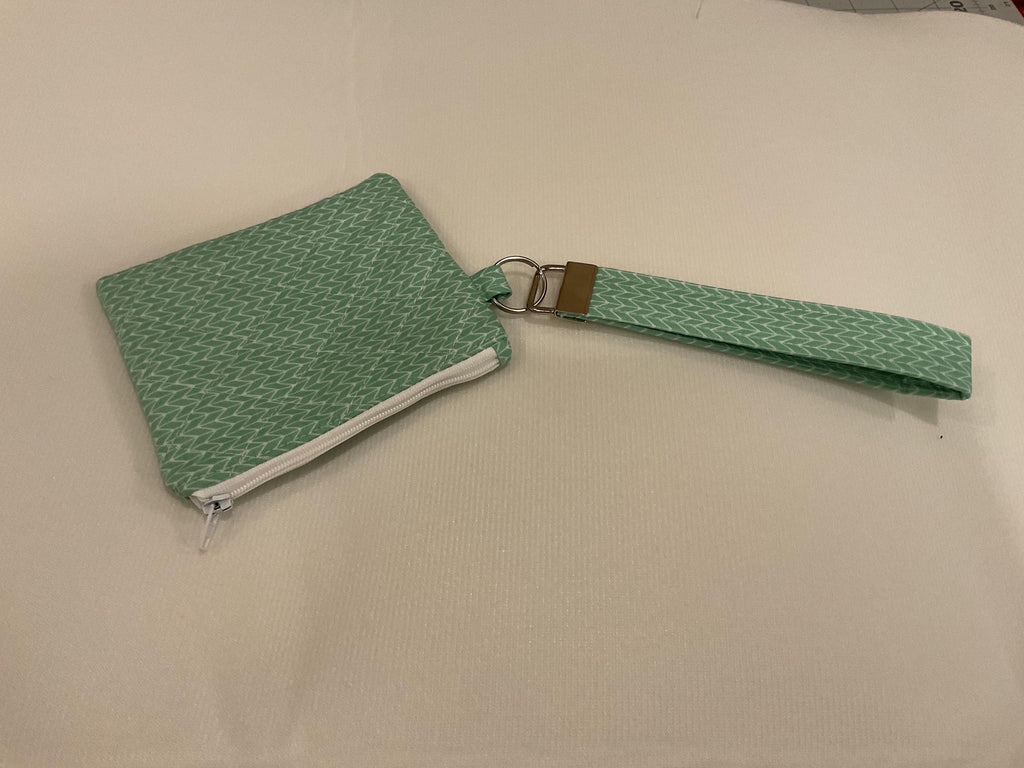 Quilted Wristlet Keychain Wallet – Handmade Zipper Pouch