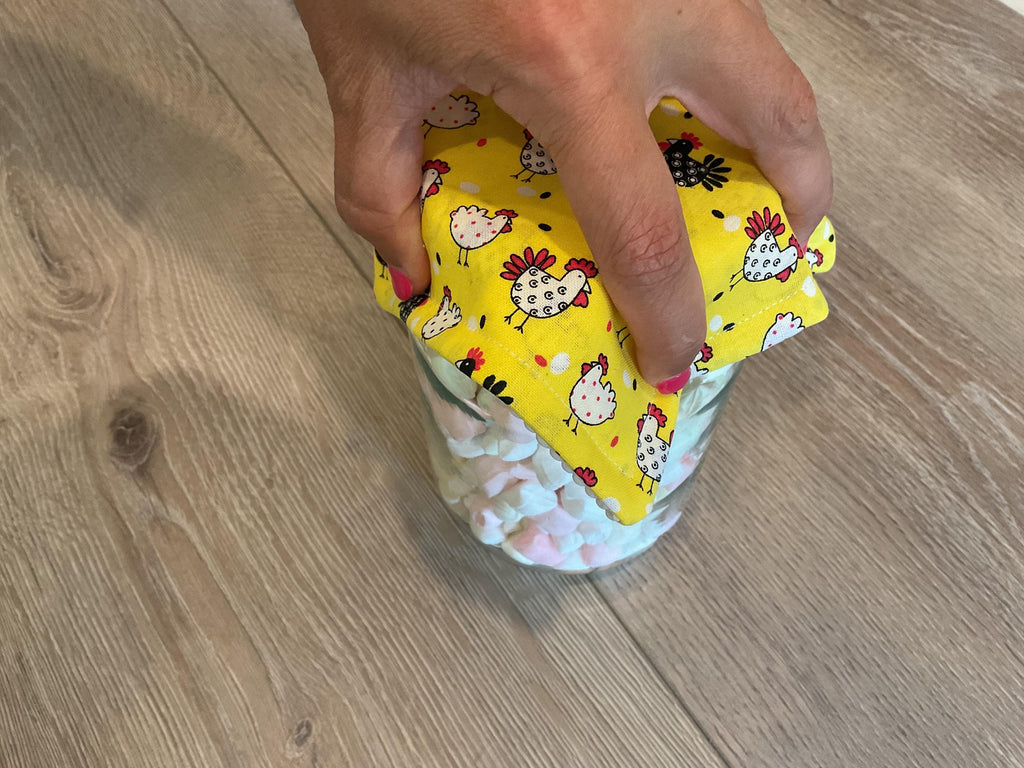 Handmade Fabric Jar Gripper/Opener — 5x5 Grip Padding — Chicken design