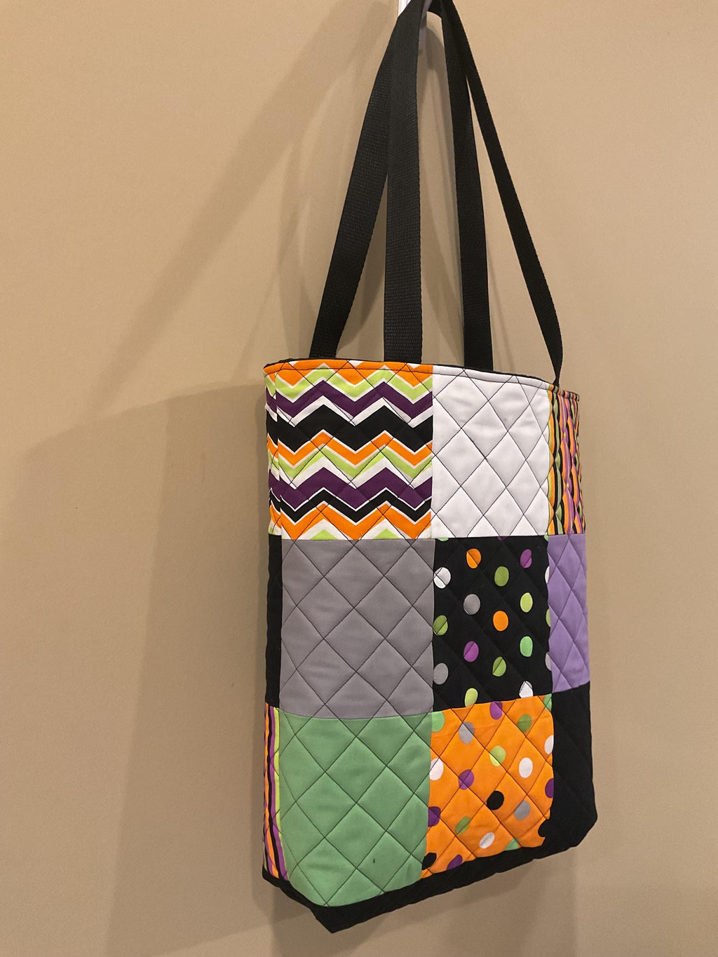 Handmade Quilted Tote Bag – Halloween Patchwork Style