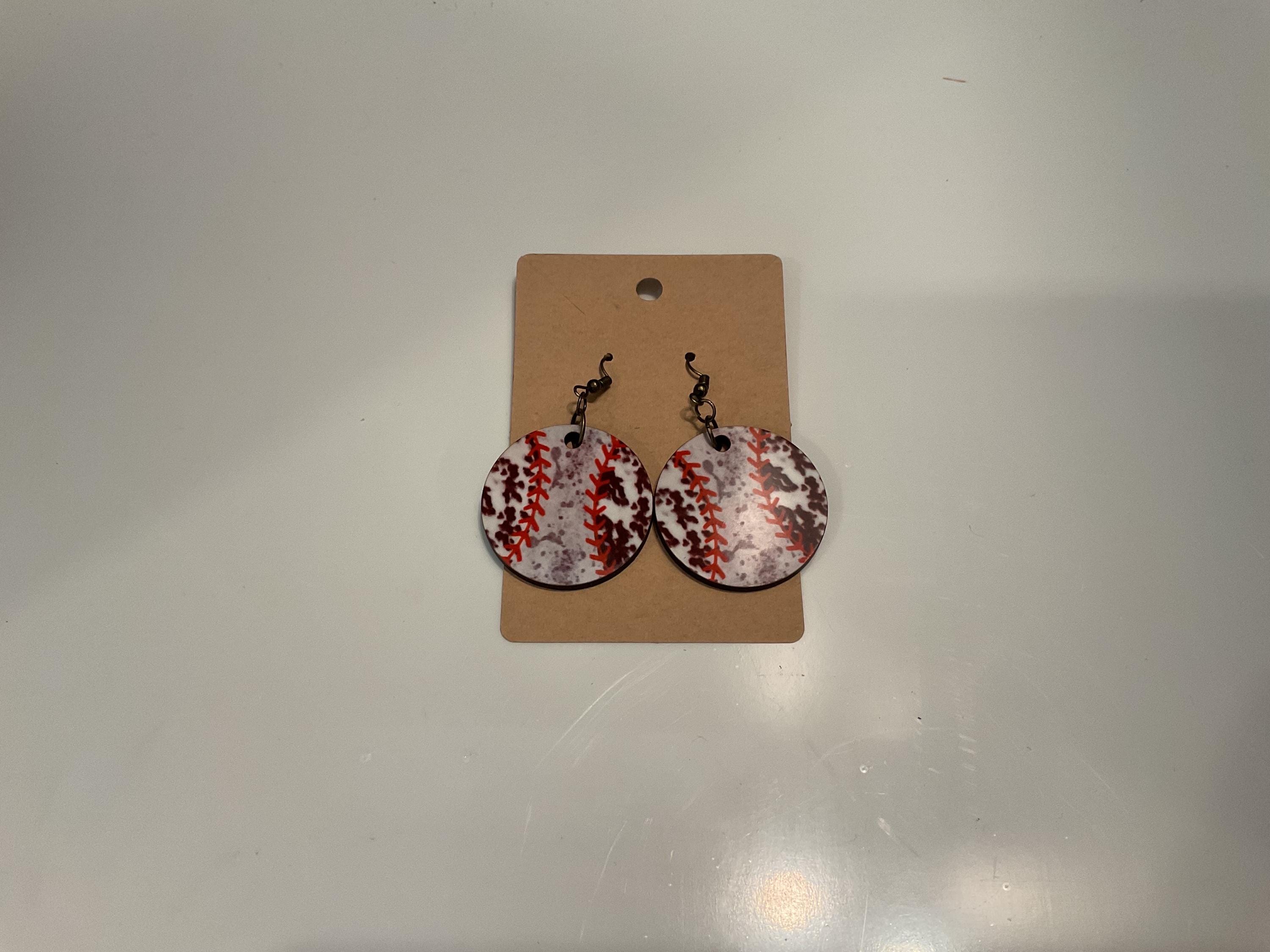 Handmade Baseball Print Earrings – Sports Fan Jewelry – Softball/Baseball Lover Gift