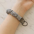 Gray Fabric Scrunchie Wristlet Keychain: Hands-Free Key Holder