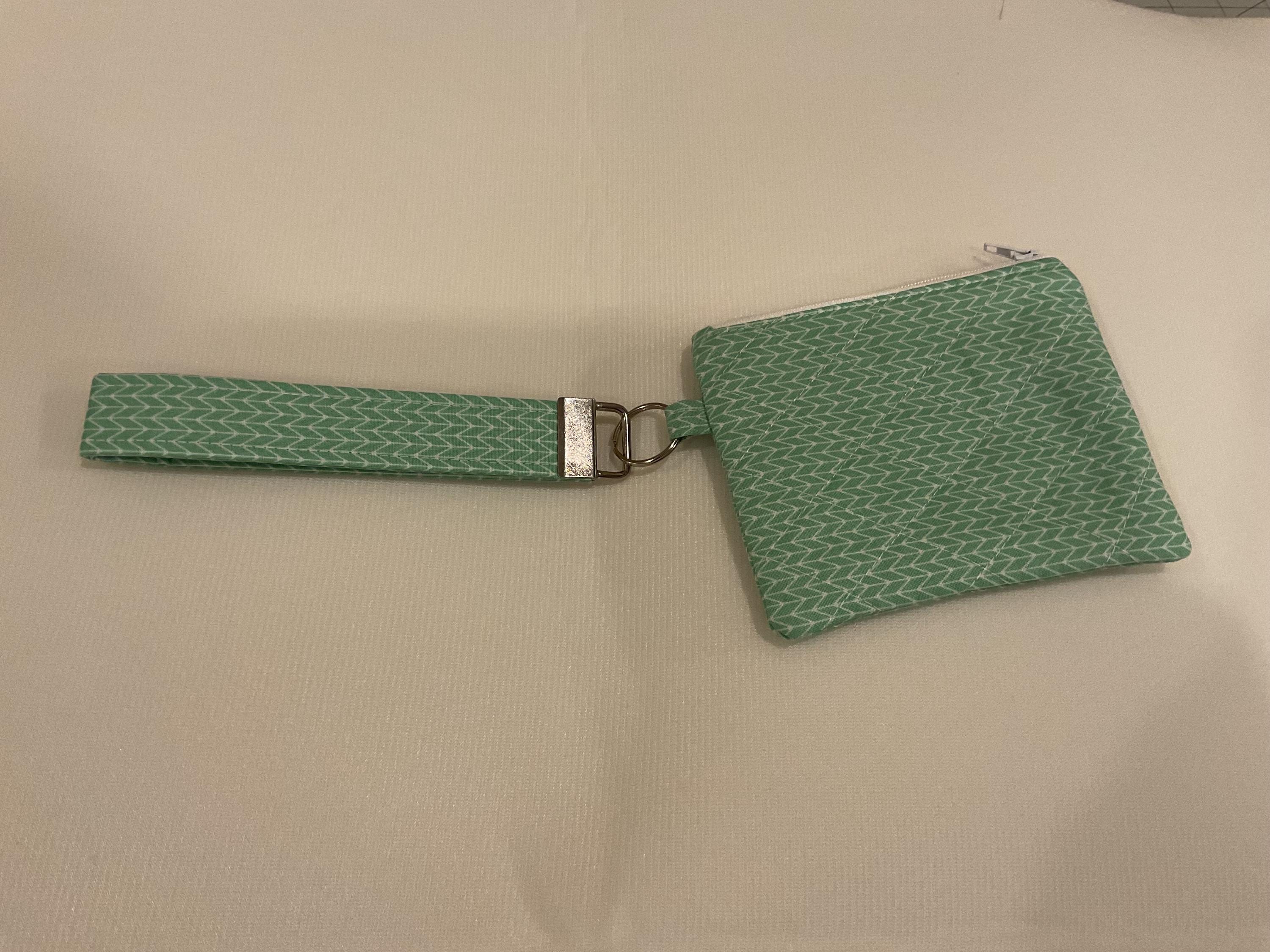Quilted Wristlet Keychain Wallet – Handmade Zipper Pouch