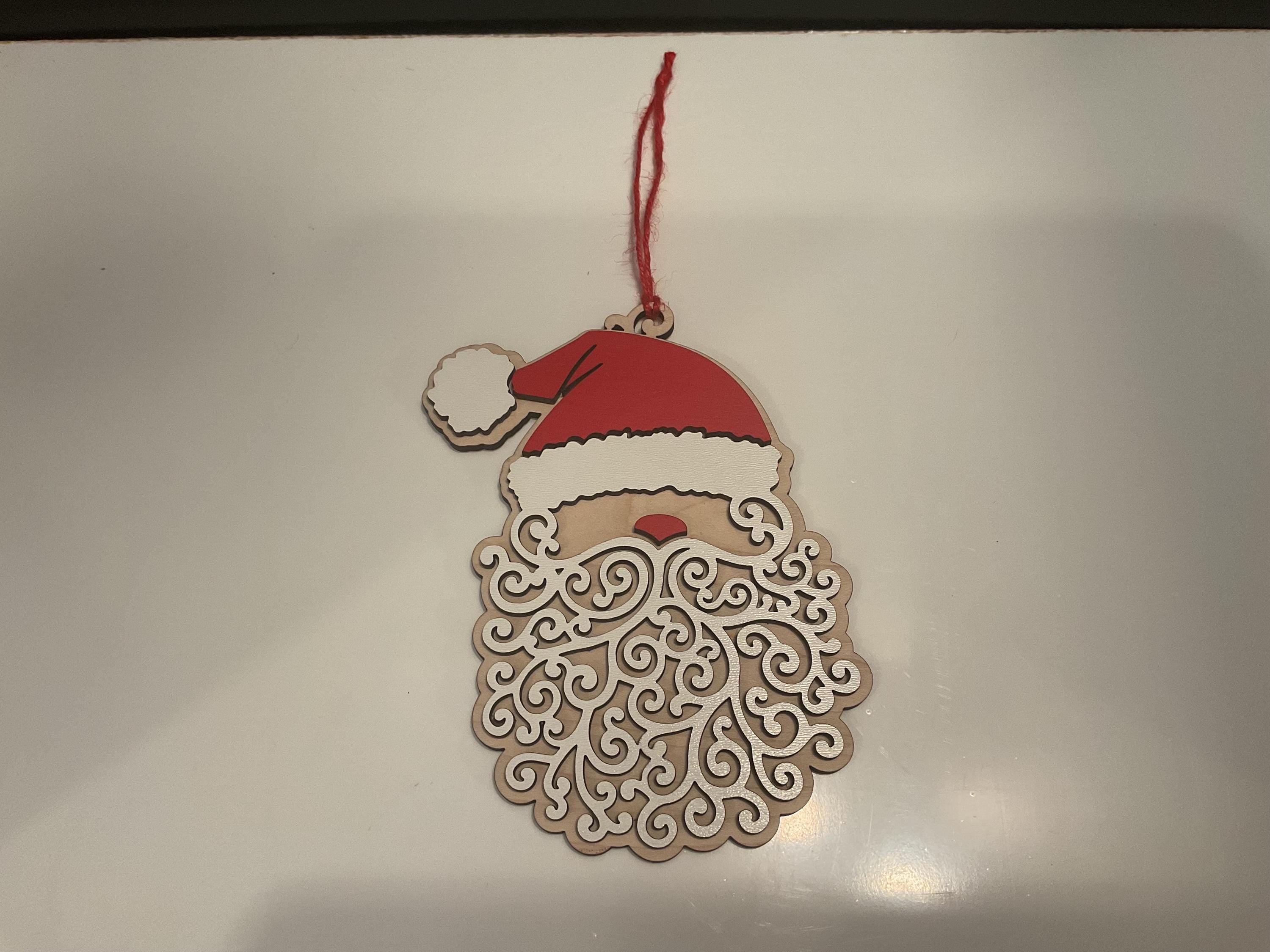 Wooden Santa Ornament – Rustic Christmas Tree Decoration, Holiday Gift Tag, Farmhouse Christmas Decor