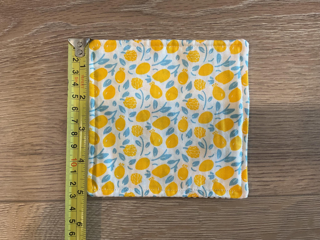Handmade Fabric Jar Gripper/Opener — 5x5 Grip Padding — Lemon/Floral design