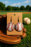 Handmade Baseball Print Earrings – Sports Fan Jewelry – Softball/Baseball Lover Gift