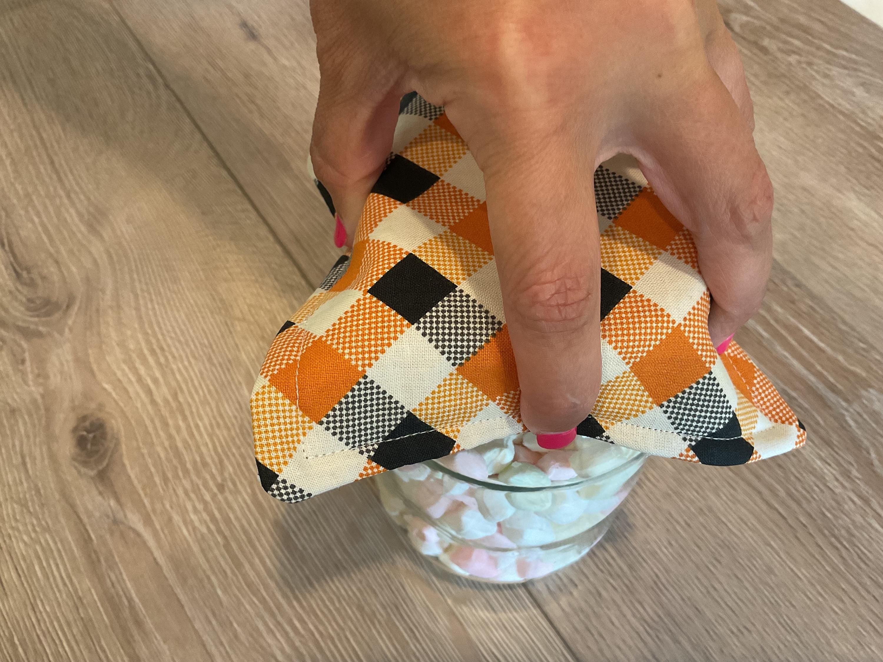 Handmade Fabric Jar Gripper/Opener — 5x5 Grip Padding — Fall Plaid design