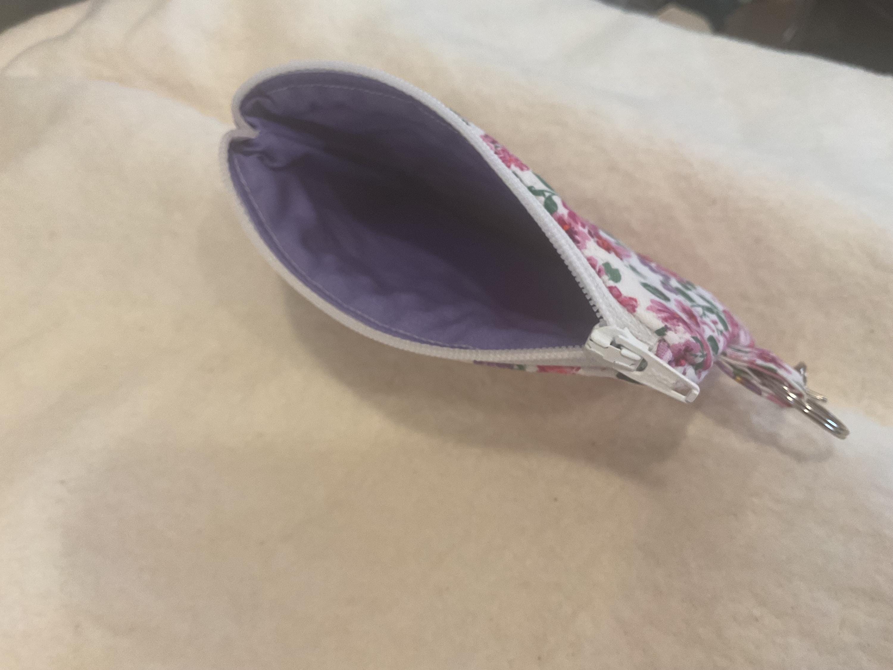 Handmade Floral Keychain Wallet: Zippered Coin Purse, Card Holder